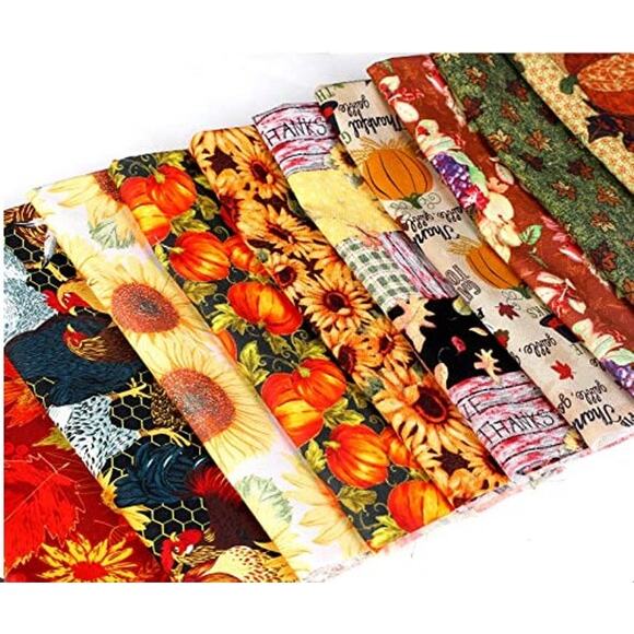 NEW Souarts 10 Piece Thanksgiving Autumn Fall Quilt Cloth Sewing Cfraft Fabric - Picture 2 of 2
